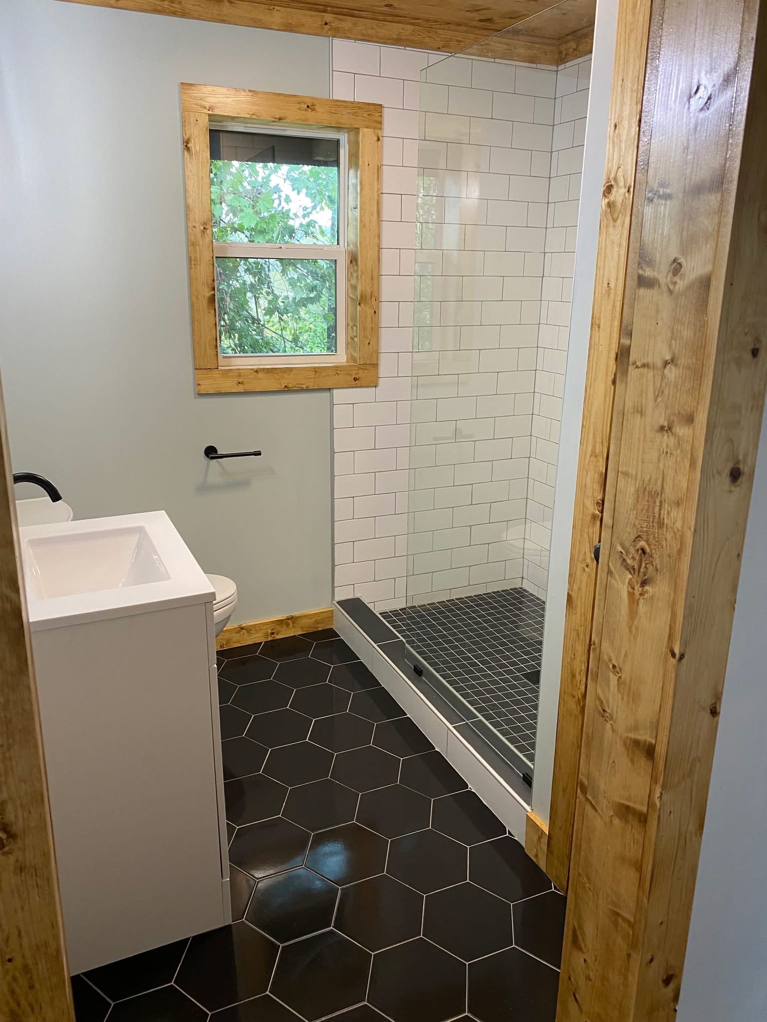 Cabin Subway Shower with Hex Floor