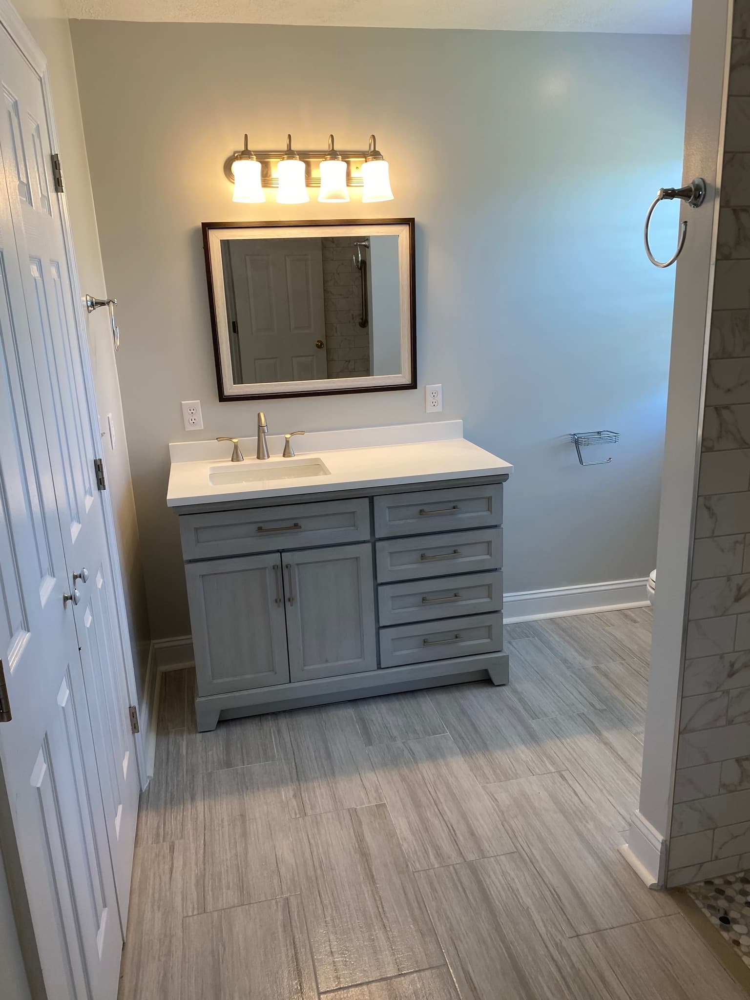 Gray Vanity with Quartz Top