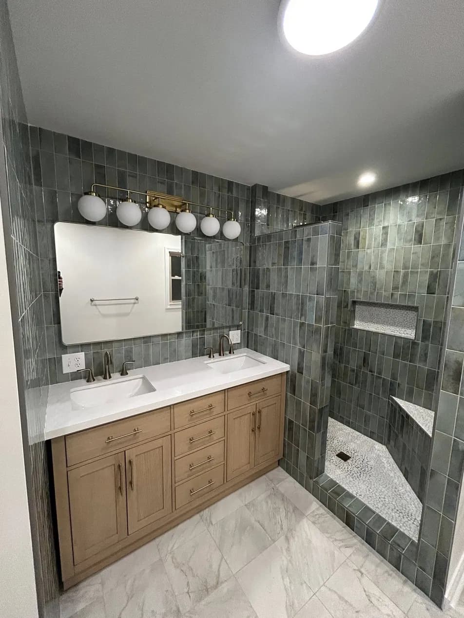 Spa Bathroom with Brass Fixtures