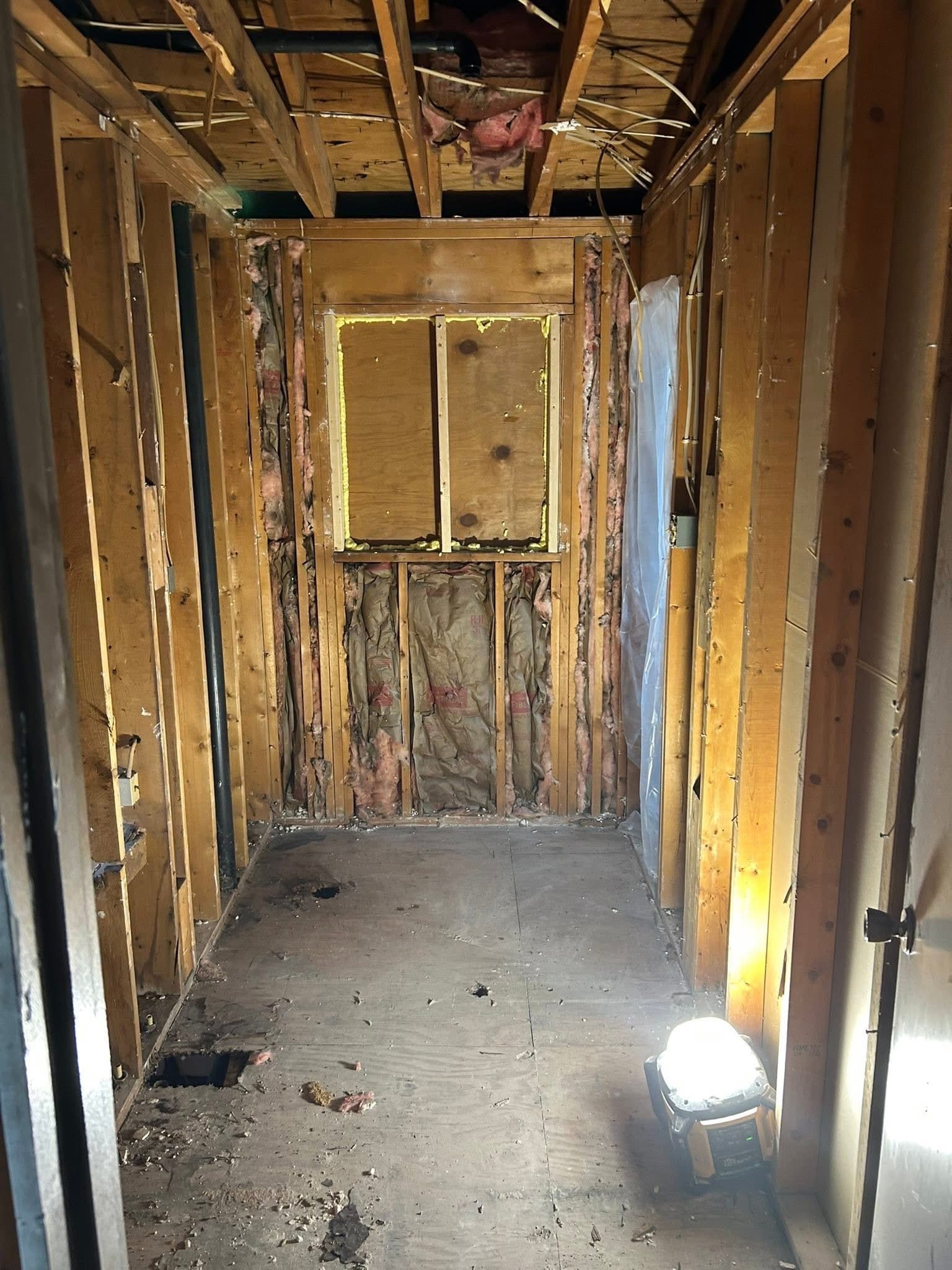 Before: Marble Shower with Hex Floor