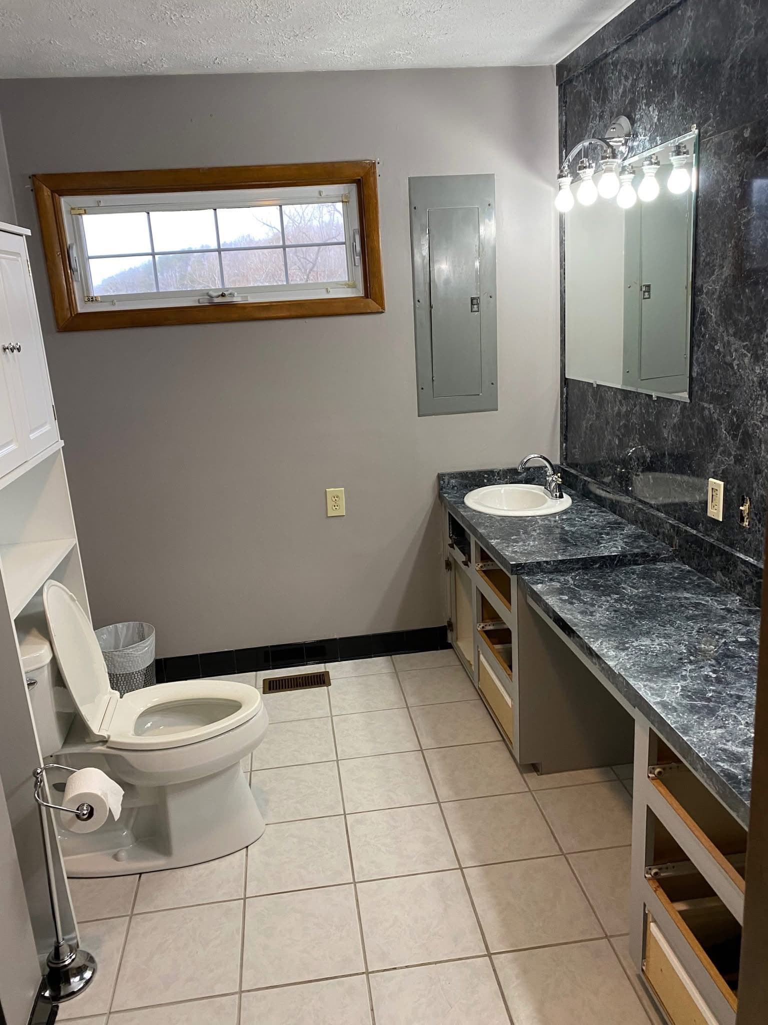 Before: Mountain-View Bath with Shiplap