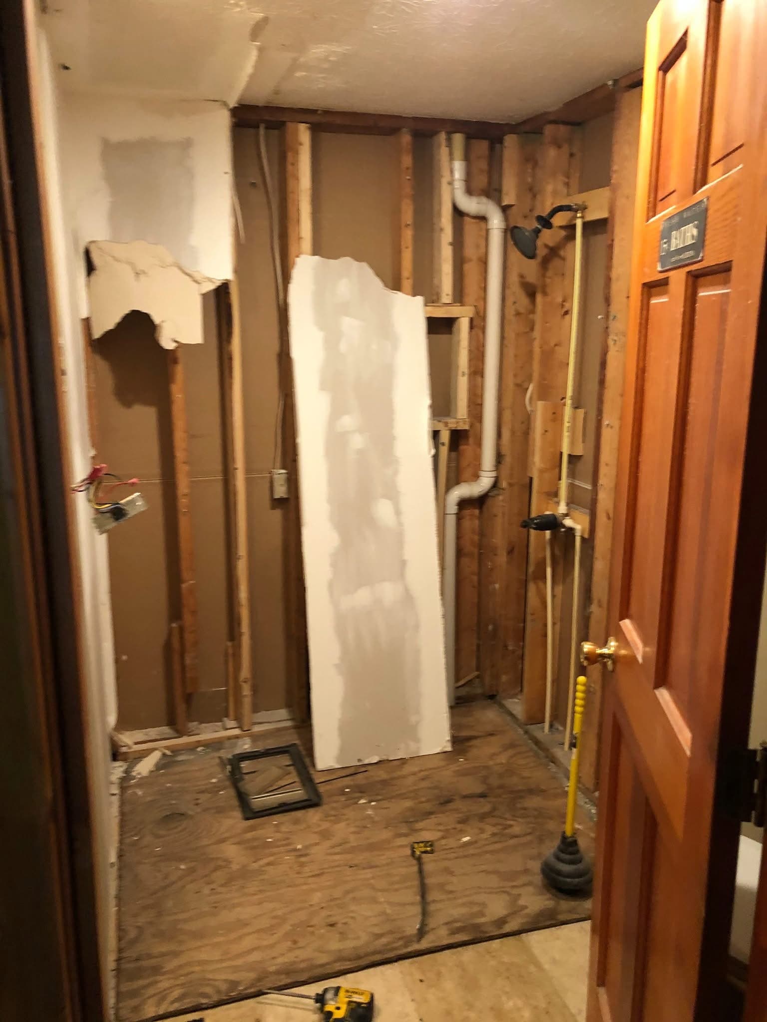 Before: Sage Bath with Wood-Look Floor