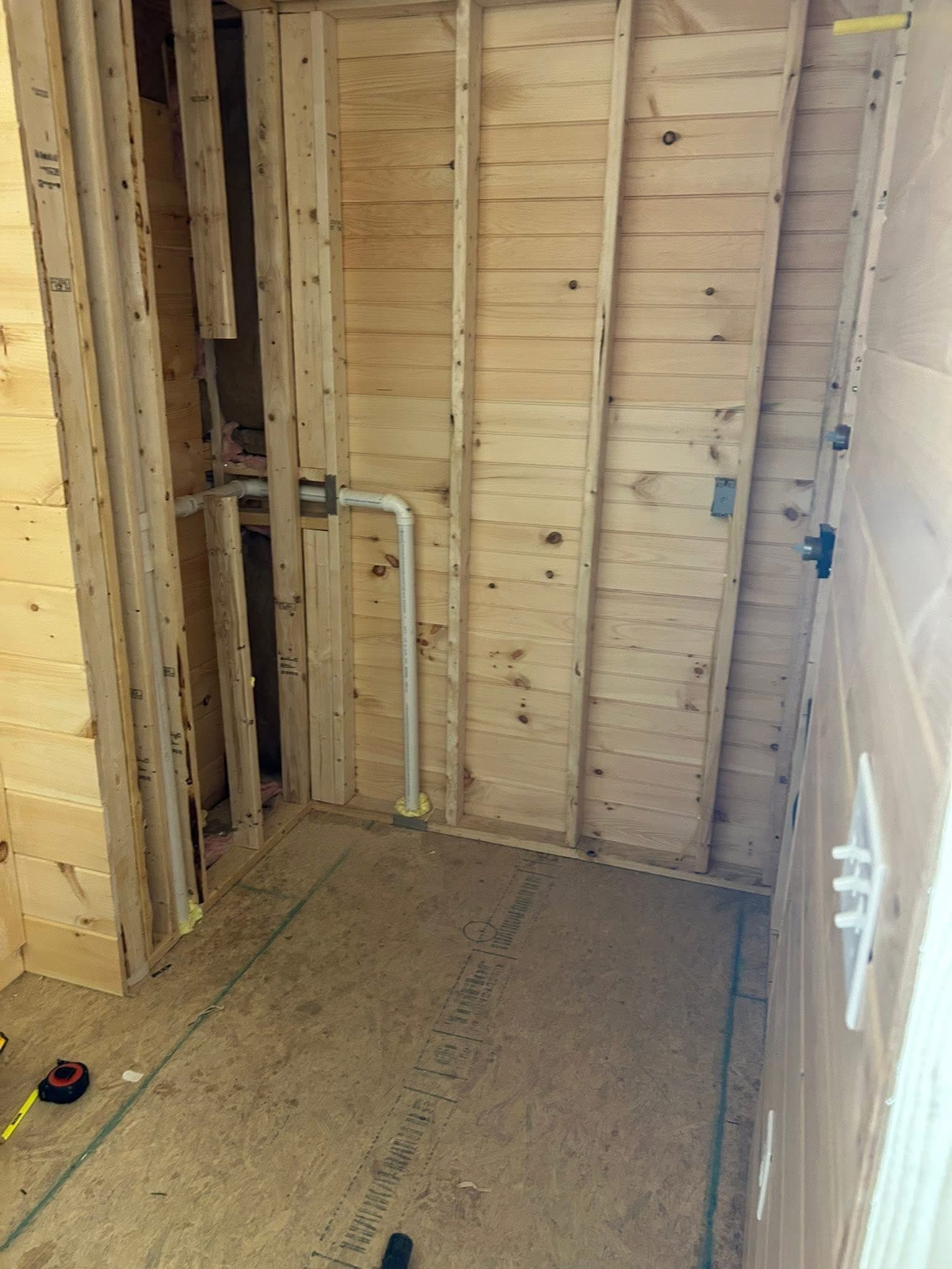 Before: Slate Pebble Shower in Cabin