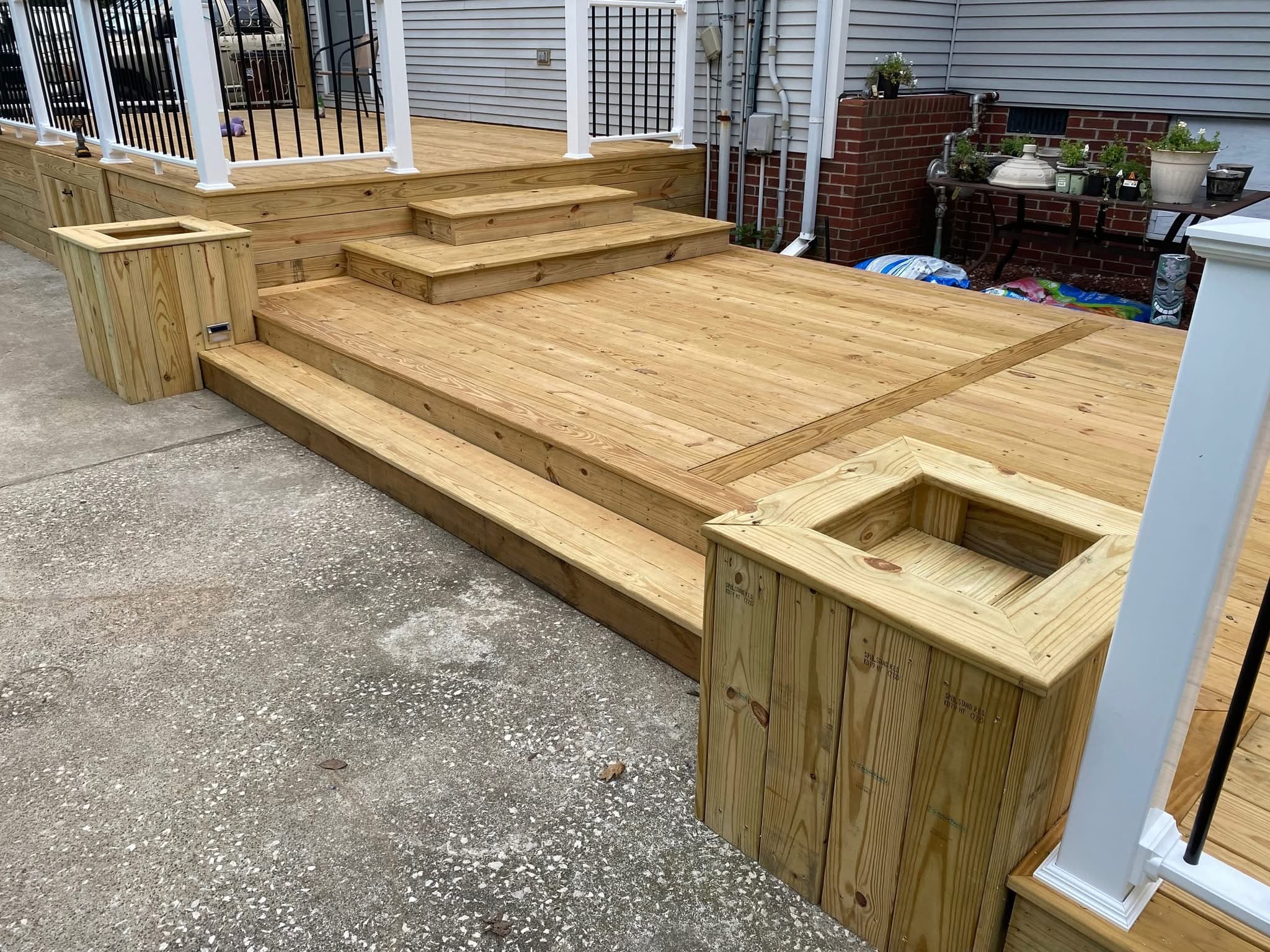 Patio Deck with Built-In Planters