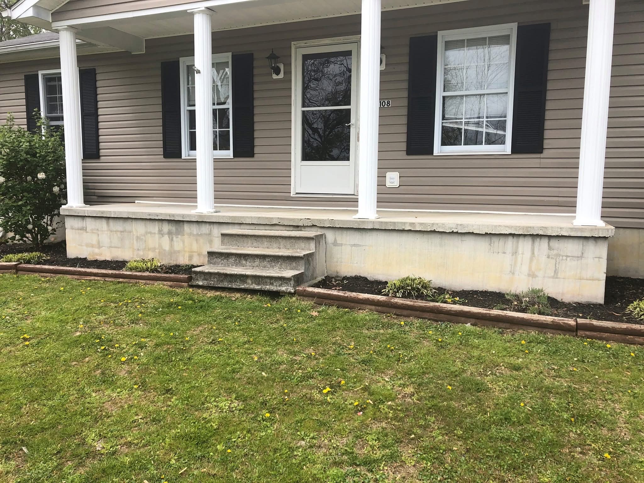 Before: Tan House Front Porch Build